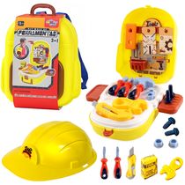 Kit Engenheiro Maleta Ferramenta Didática 3 em 1 com Chapéu