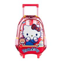 Mochila de Rodinha Escolar Feminina Hello Kitty Vermelha