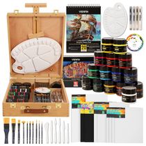 Kit de Pintura Conjunto Artístico com 78 Peças, Inclui 48 Tintas, VISWIN, Marrom