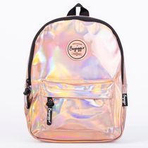 Mochila Escolar Feminina Holográfica Dourada