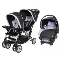 Carrinho de Bebê Duplo com Cadeira para Carro Baby Trend, Preto e Lilás