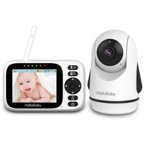 Babá Eletrônica com Monitor, Câmera e Áudio, Tela IPS, Visão Noturna HD, HelloBaby, Branca