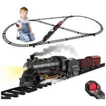 Conjunto de Trenzinho de Brinquedo com Controle Remoto, Veículo de Carga e Trilhos para Crianças de 3 a 12 anos, SWATW, Preto