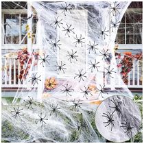 Teia de Aranha Gigante com 100 Aranhas Falsas para Decoração de Halloween