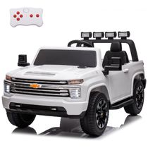 Carro Elétrico Infantil Chevrolet a Bateria 24V com 2 Lugares, Música, Luz LED e Controle Remoto, POSTACK, Branco