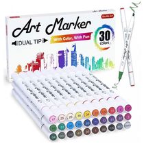 Conjunto de Canetas Artisticas 30 Cores à Base de Álcool de Ponta Dupla para Adultos e Criação de Cartões, Shuttle Art