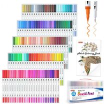Conjunto de Canetas Artisticas 120 Cores com Pontas Duplas, 1 Livro de Colorir Perfeito para Crianças, Adultos e Artista, Shuttle Art