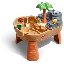 Mesa Sensorial de Atividade Aquática e Areia com 7 Peças para Ar Livre, Dino Dig Step2, Marrom