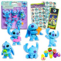 Kit de Brinquedos Lilo e Stitch com 5 Personagens Stitch, Adesivos de Ponto e Carimbos de Flores para Crianças, Classic Disney, Azul