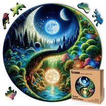 Quebra Cabeças em Madeira MDF para Adultos, Tema Yin Yang Natures Balance com 500 Peças, LEOGOR, Colorido