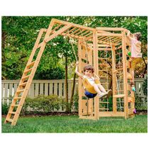 Centro de Atividades ao Ar Livre Avenlur Hawthorn 9 em 1: Balanço, Parede de Escalada, Barras de Macaco - Idades 3 a 11 - Construção em Madeira