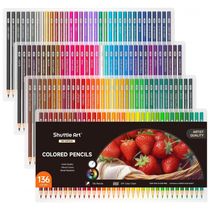 Conjunto de 136 lápis de cor Shuttle Art, Cores Vibrantes Únicas, Ideais para Livros de Colorir Adultos, Esboços, Desenhos e Material de Arte
