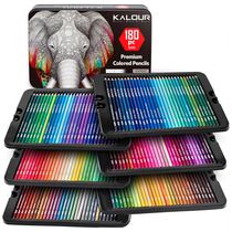 Conjunto de Lápis de Cor KALOUR 180 para Adultos Artistas Cores Vibrantes Núcleo Suave 12 Lápis Metálicos Ideal para Colorir Desenhar Esboçar Sombrear