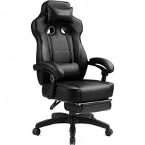 LUCKRACER Cadeira de Escritório Gamer Ergonômica e Reclinável em Couro Sintético com Apoio Lombar