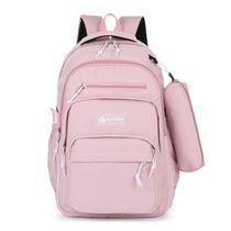 Mochila Executiva Escolar Com Estojo De Grande Capacidade Nylon Impermeável - Rosa