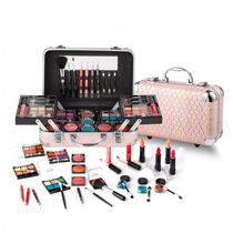 Kit Completo de Maquiagem Hot Sugar Coração Rosa para Iniciantes 27 Sombras 4 Blushes 4 Batons Estojo com Espelho