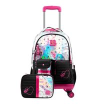 Kit Mochila Escolar + Estojo Box Feminino Rebecca BonBon Preto