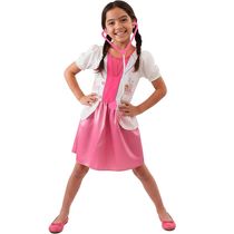 Fantasia Infantil Médica Doutora Rosa Carnaval Festa 2 peças