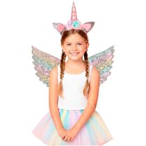 Kit Unicórnio Infantil Acessório Carnaval Barato Asa + Tiara