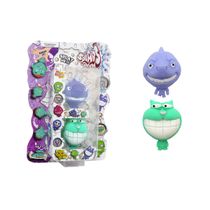 2 Bonecos Tubarão Lilás E Gato Verde - Splats Head Mini