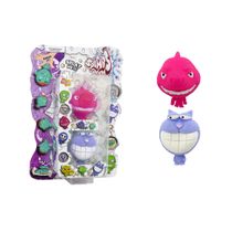 2 Bonecos Tubarão Rosa E Gato Lilás - Splats Head Mini
