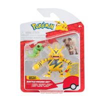 3 Bonecos Caterpie, Electabuzz E Rockruff - Pokémon