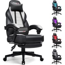 BOSSIN Cadeira de Escritório Gamer Reclinável e Ergonômica com Apoio para Lombar, Branca