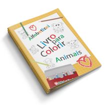 Livro de Colorir Infantil Animais A4 12 Páginas Alfabetizei
