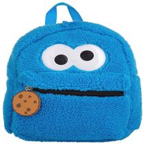 Mini Mochila Escolar Infantil 30cm Sesame Street Cookie para Crianças, Azul