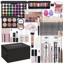 TooAemiS Kit Completo de Maquiagem Feminina com Paleta de Sombras, Base, Pincéis e Gloss - Resistente à Água