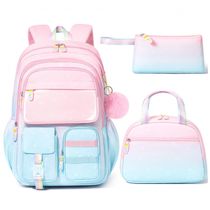 Mochila escolar Fimibuke em degradê 3 em 1 com lancheira térmica e estojo para notebook até 15"