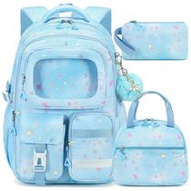 Mochila escolar AO ALI VICTORY azul 3 em 1 com lancheira e estojo para notebook até 16"