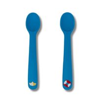 KIT COM DUAS COLHERES SILICONE URSINHO NAVY AZUL - BUP BABY