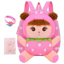 Mochila infantil Suerico com boneca de pelúcia destacável em lona, para crianças de 1 a 5 anos