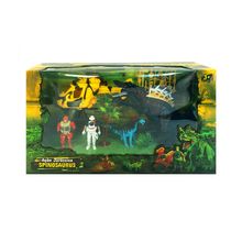 DNS SET COM DINOSSAURO HELICOPTERO E PERSONAGENS