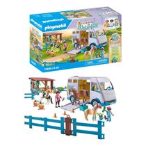 Playmobil Horses Waterfall – Fazenda Escola De Equitação Poneis Com Trailer – 109 peças