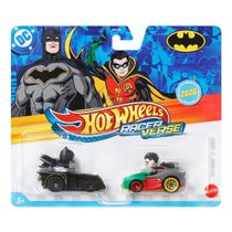 Pack c/ 2 Hot Wheels RacerVerse - Batman e Robin - DC Comics - 1/64 - Mattel