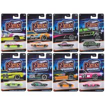 Coleção Completa com 8 Miniaturas Série Neon Speeders Mix F HLH72 - 1/64 - Hot Wheels