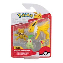 Bonecos Abra + Chikorita + Jolteon - Pokémon - Battle Figure Set - Jazwares