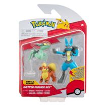 Bonecos Dreepy + Growlithe + Lucario - Pokémon - Battle Figure Set - Jazwares