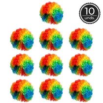 Kit 10 Perucas de Palhaço Coloridas Estilo Black Power pra Fantasia Festas Carnaval Halloween
