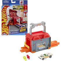 Pista Oficina de Reparos + Carrinho - Grab e Go - Hot Wheels City - Mattel