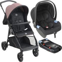 Carrinho de Bebe com Bebe Conforto e Base Burigotto Lui 22 Rose
