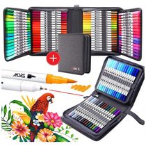 Conjunto de Canetas Artisticas 100 Cores com Arte em Aquarela, Canetas de Caligrafia Fineliner para Adultos, ZSCM