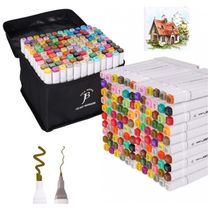 Conjunto de Canetas Artisticas Á Base de Álcool 120 Cores para Artistas Profissionais com Pontas Duplas e Estojo, JACK BROWN