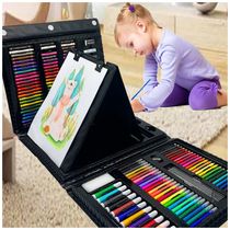 AQTQA Kit de Arte Completo 208 Peças com Cavalete Trifold Duplo, Pastéis a Óleo, Lápis de Cor e Canetas Aquarela