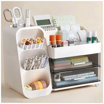 Organizador de mesa HBlife branco com porta-canetas, 4 compartimentos superiores e 2 gavetas para escritório, casa e escola