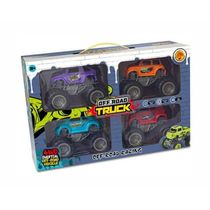 Kit Com 4 Carrinhos Monster Truck Rodas Grandes Colecionável