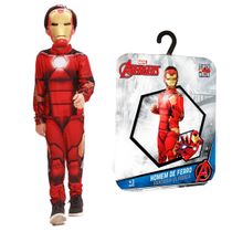 Fantasia Infantil Premium Homem de Ferro com Mascara Roupa Manga Longa