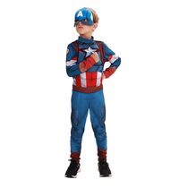 Fantasia Infantil Premium Marvel Capitão América com Mascara Roupa Manga Longa